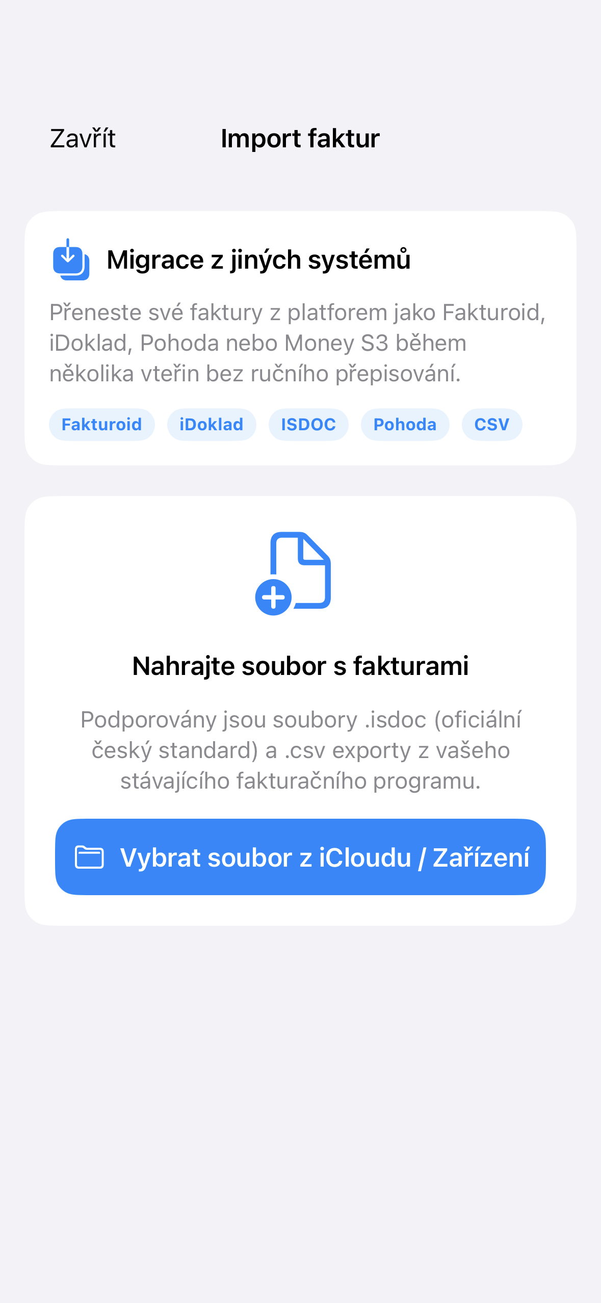 Import a migrace faktur