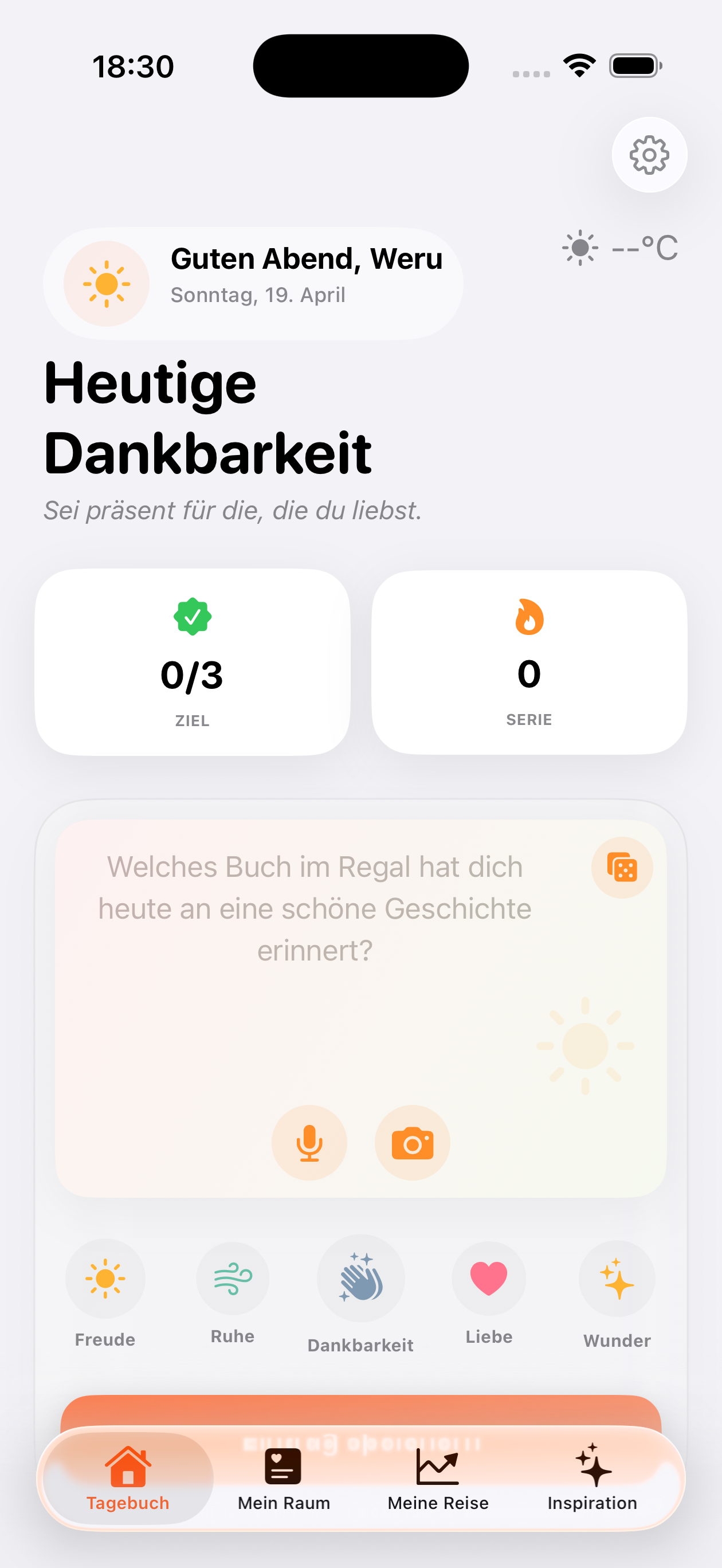 Heutige Dankbarkeit